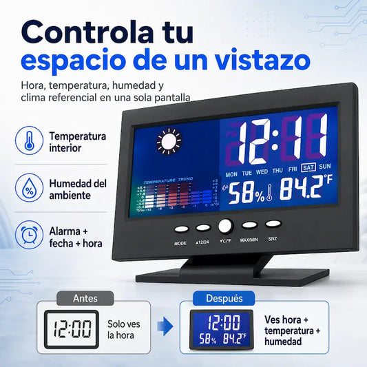 Reloj Digital con Temperatura y Humedad