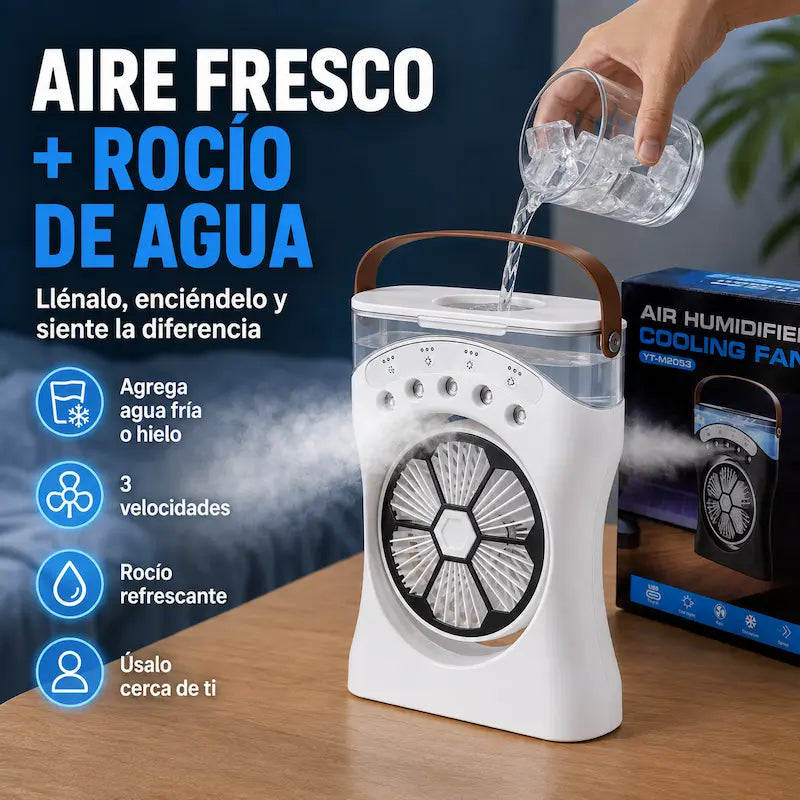 Aire Acondicionado Portátil Air Cooler Fan | Ventilación + Vaporización de Agua
