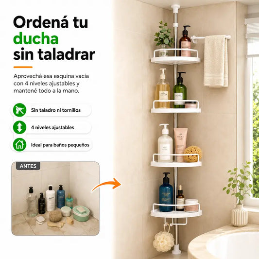 Organizador Esquinero Ajustable para Ducha | Orden sin taladro